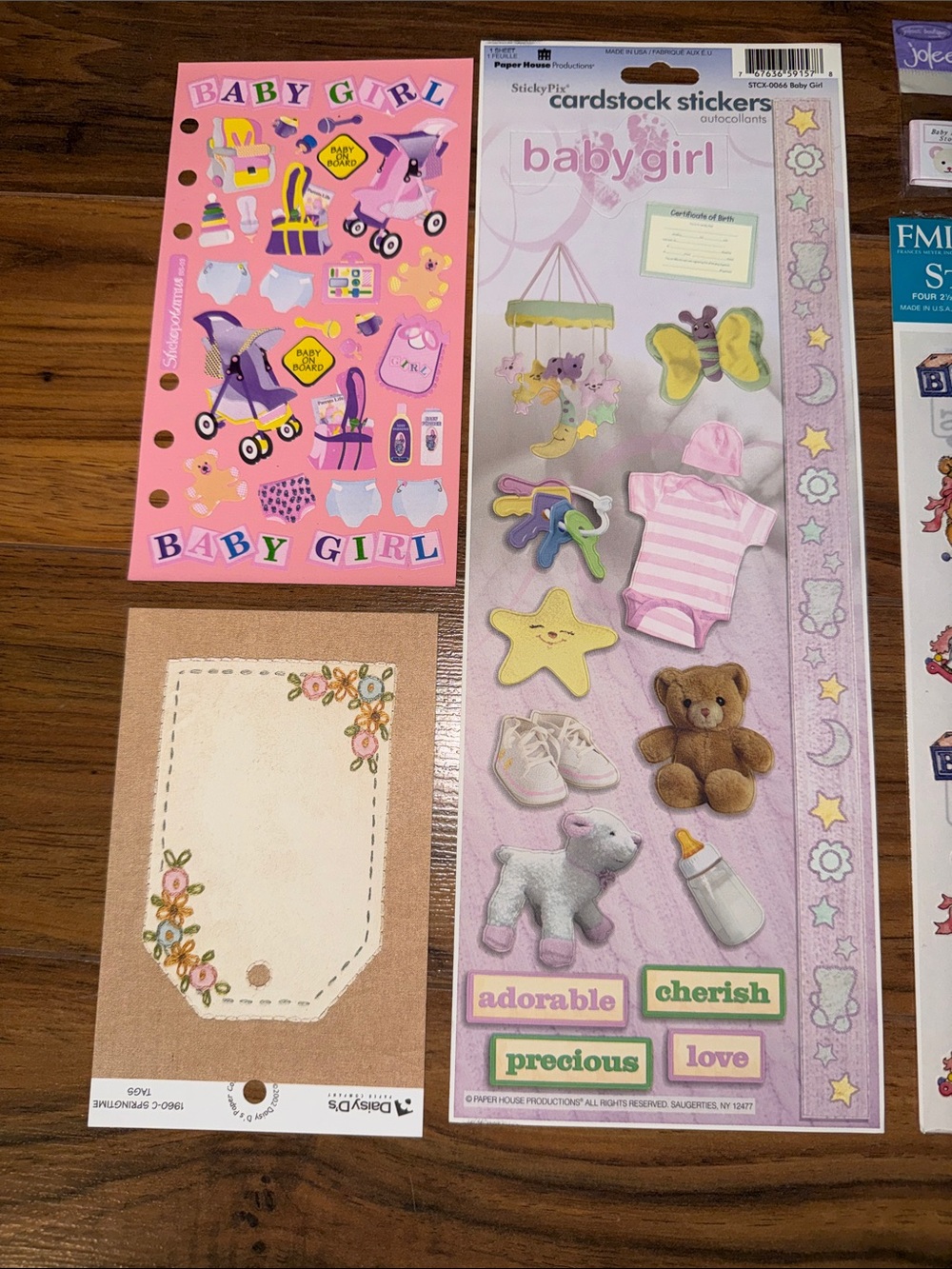 VTG Decorative Stickers - Pink, Brown, Cream Floral & baby girl Valentine Set - Picture 2 of 9